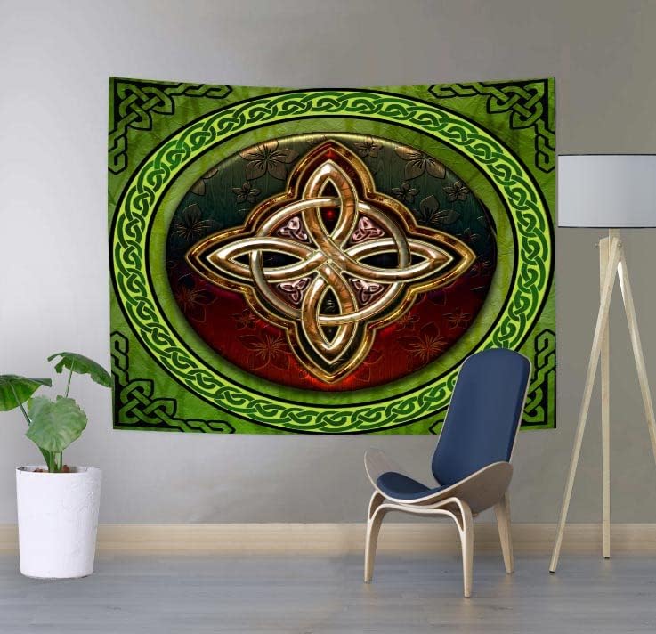 Miniatura 3 de SHRAPHY Tapiz celta vikingos nórdicos, 60 x 50 pulgadas, irlandés redondo, nudo de amor, tapiz de buena suerte para sala de estar y dormitorio