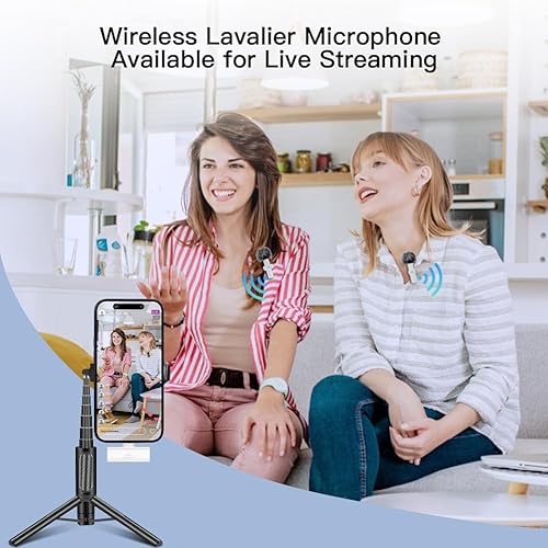 Miniatura 5 de Leettus Micrófono inalámbrico Lavalier de 2 piezas para iPhone iPad, micrófono inalámbrico para grabación de video, transmisión en vivo de juegos,