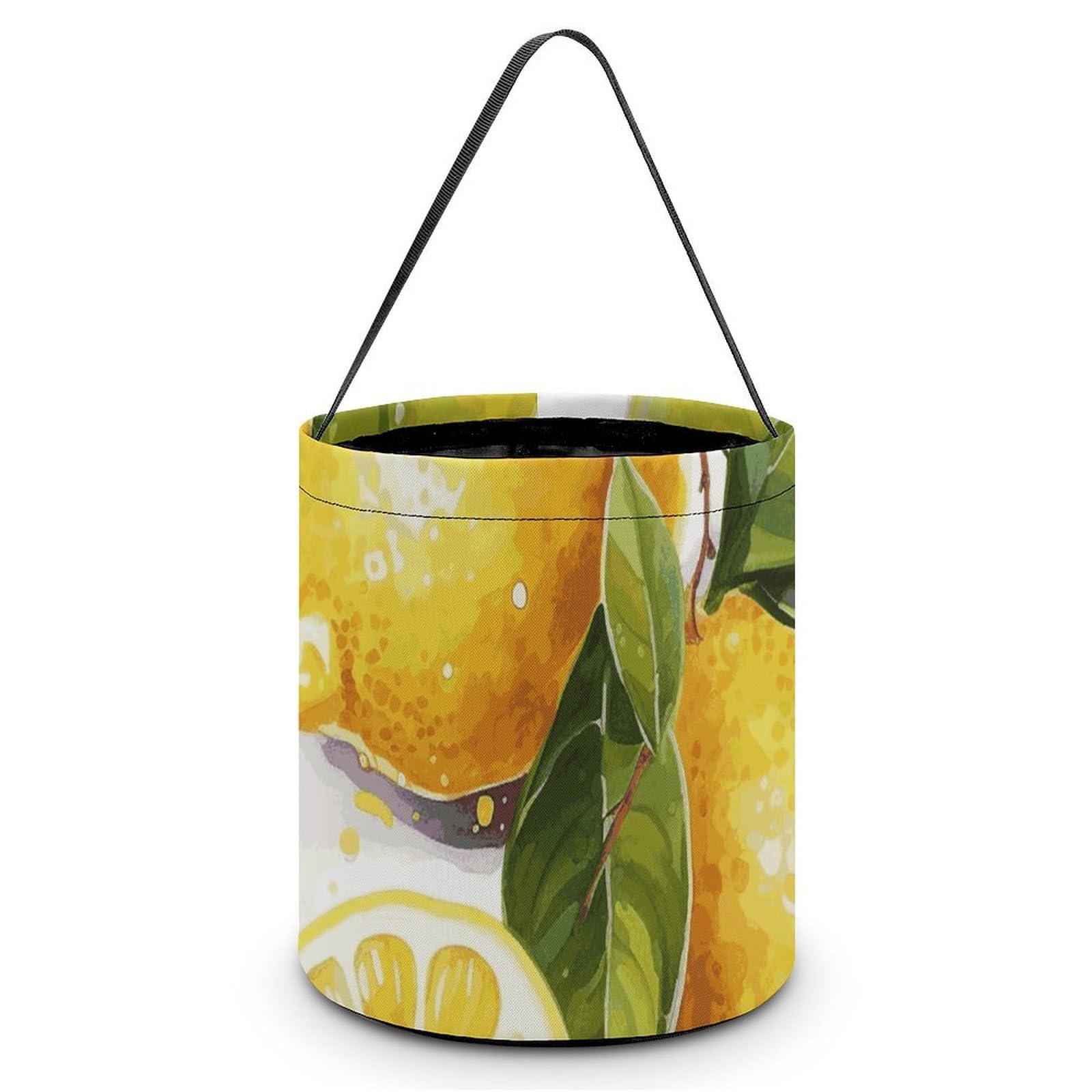 JTREHY Fruits Lemon Candy Basket Hand-held Portable Candy Basket Collapsible Reusable Candys Bags Trick Or Treat Bags Party Festival Gift Bucket