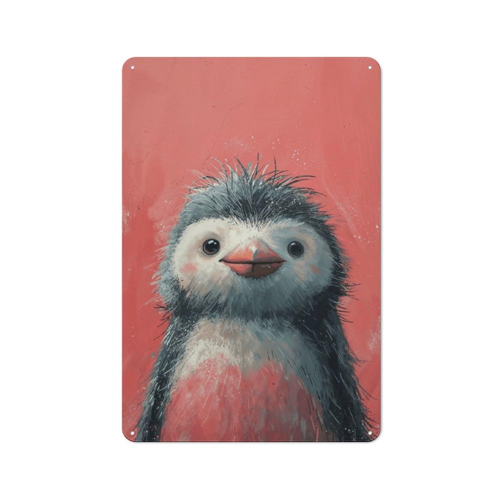 Metal Plaque 30x20cm with Cute Penguin Art Print for Pub Or Café, Vintage Decor, for Vintage Wall Decor Fans, for Metal Sign Collectors