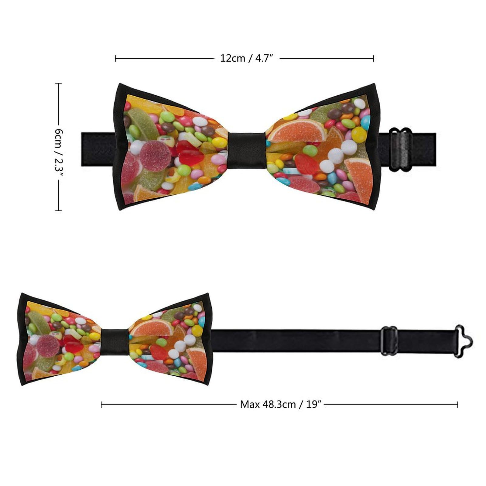 JYYAU Colorful Candy Pattern Bow Tie Adjustable Necktie For Men Business Fashion Pre-tied Tie Neckwear Novelty Accessory For Weddings Party Festival