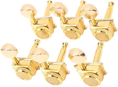SEAFRONT Guitar Locking Tuner Metal Locking Tuning Key Pegs with Internal Gear 6 Pieces Easy Installation Quick Tuning for LP SG TL Electric Folk Acoustic Guitar Players