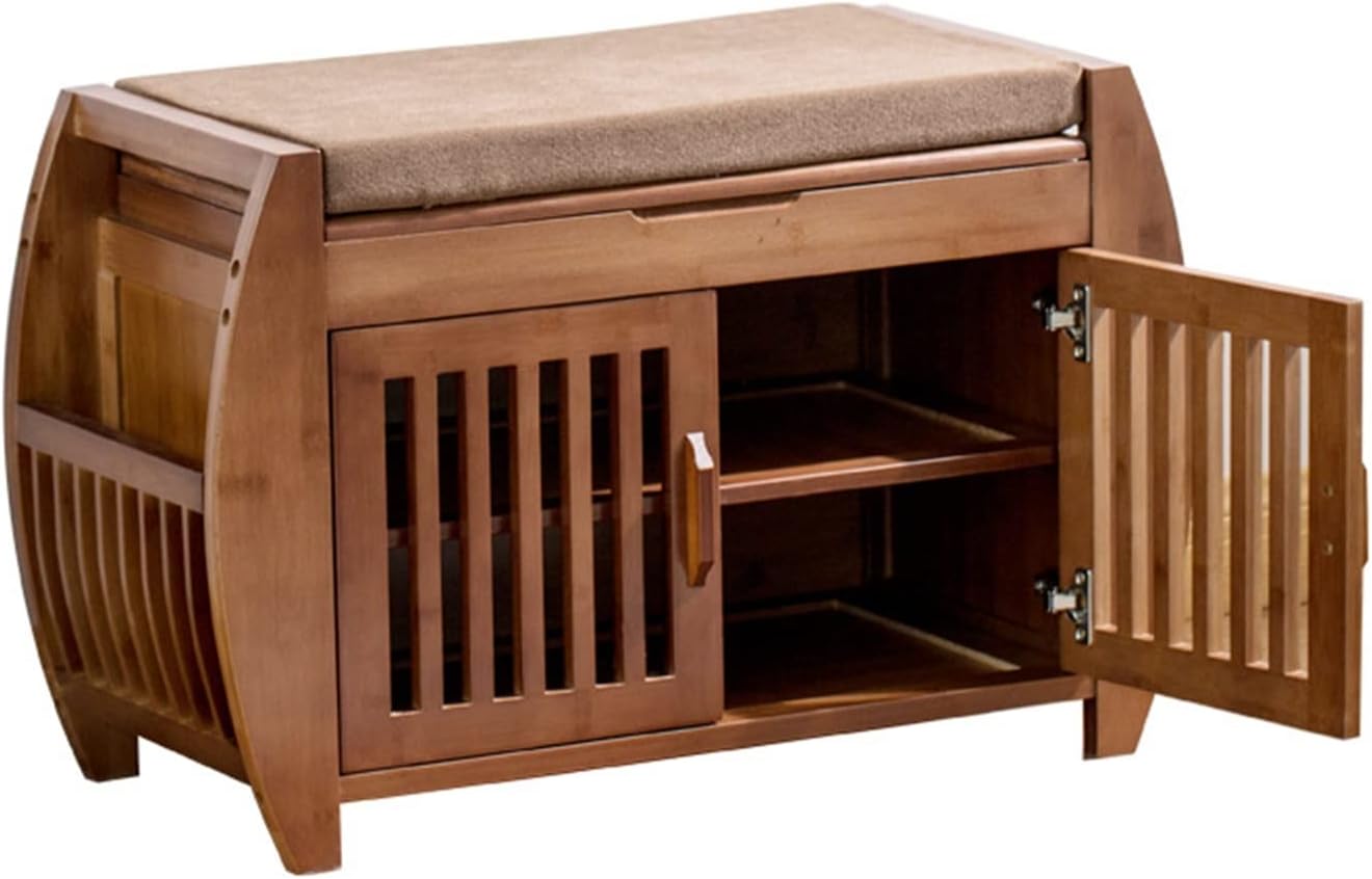 隠し収納スペースとパッド入りシートを備えた靴ラックベンチ、バスルーム、玄関、廊下、寝室の靴収納 JKUHA