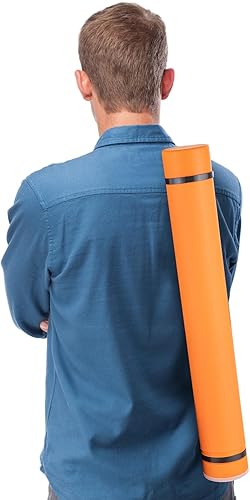 Miniatura 7 de JJRING Tubo de póster naranja, tubo de almacenamiento de póster extensible de 25" a 40" con correa de transporte, estuche de transporte de póster