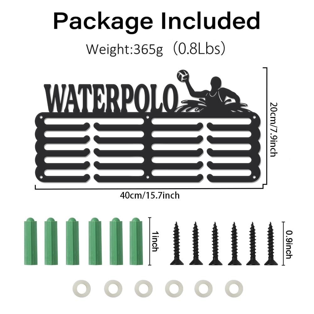 SUPERDANT Porta Medaglie per Pallanuoto Portamedaglie Da Muro Sportivo da Uomo 5 File 20 Ganci Supporto per Regali per Atleti