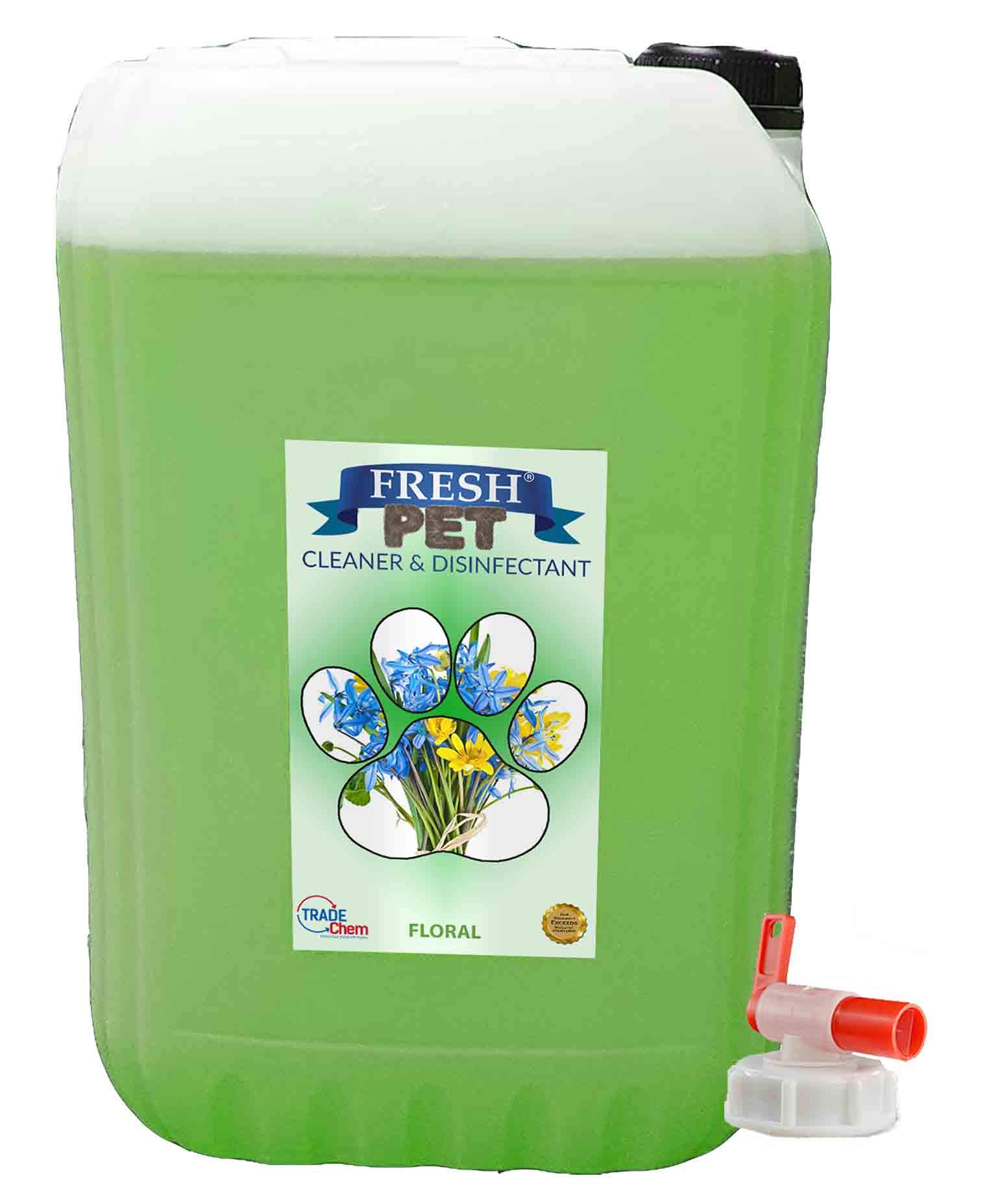Trade Chemicals 25L FRESH PET (FLORAL) with FREE TAP - Kennel Dog/Cat Disinfectant, Cleaner, Deodoriser