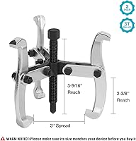 Vista 3 de DURATECH Extractor de engranajes de 3 mordazas de 3 pulgadas, herramienta de extracción para engranajes, poleas, rodamientos y volantes