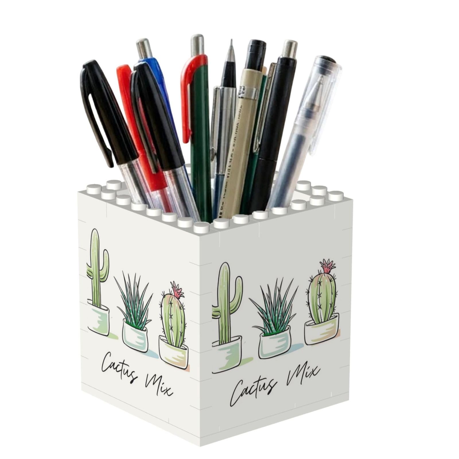 Poadnly Cute Cactus Succulent Cacti, Pen Pot Pencil Holder for Office Home School, Compact Desk Organiser for Office Stationery