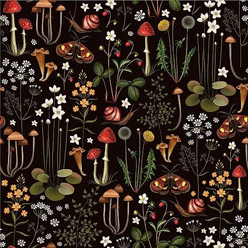 Alzkkll Papier Peint Champignon Forêt - 44.5×300cm Adhésif Épaissir Pour Meuble, Chambre, Armoire, Cuisine - Decoratif Lavable