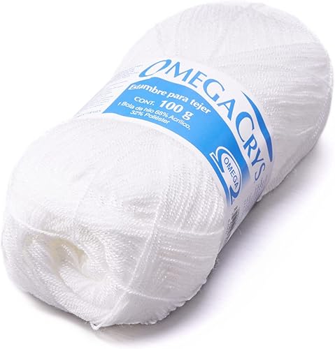 OMEGA CRYS 100grs - Hilo de cristal fino, ideal para todas las manualidades, color 01-blanco 200