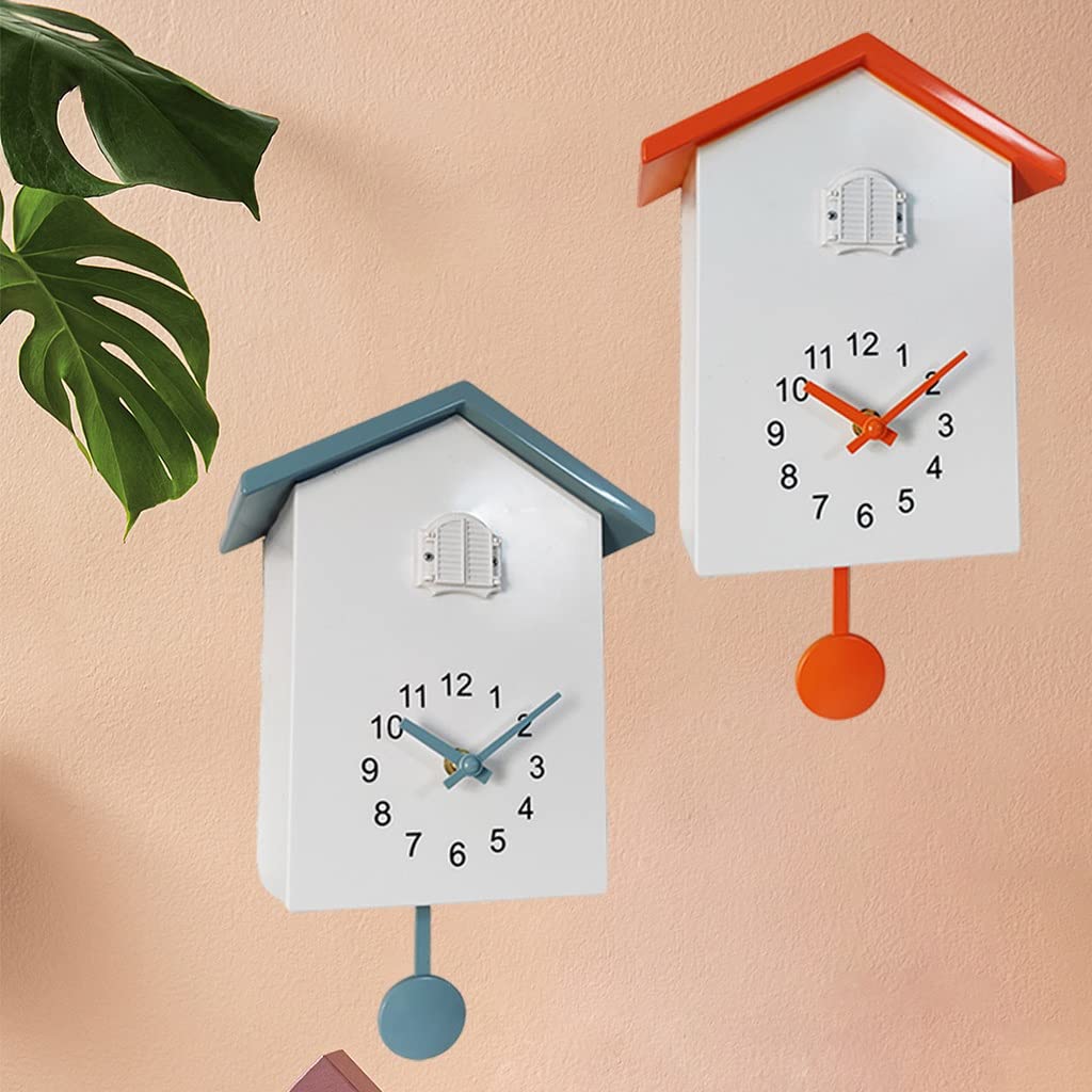 Reloj de pared de cuco con sonidos de pájaros, reloj de péndulo, reloj de escritorio, reloj de pared de estilo nórdico (color: naranja, tamaño: 20 x 9 x 25 cm) (gris 20 x 9 x 25 cm)