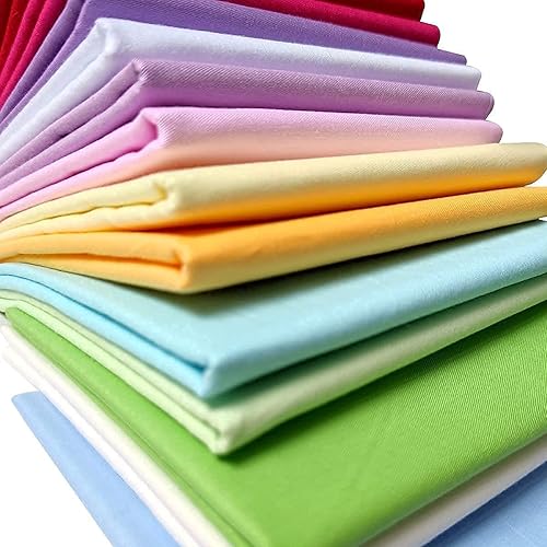 Qililandiy 14 piezas de tela de sarga de algodón sólido para coser cuartos de grasa paquetes de tela para bricolaje acolchado de 18 x 22 pulgadas