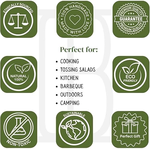 Miniatura 7 de Juego de 5 cucharas antiadherentes de madera de acacia para cocinar, utensilios de cocina de madera, cuchara, tenedor y volteador, cucharón y