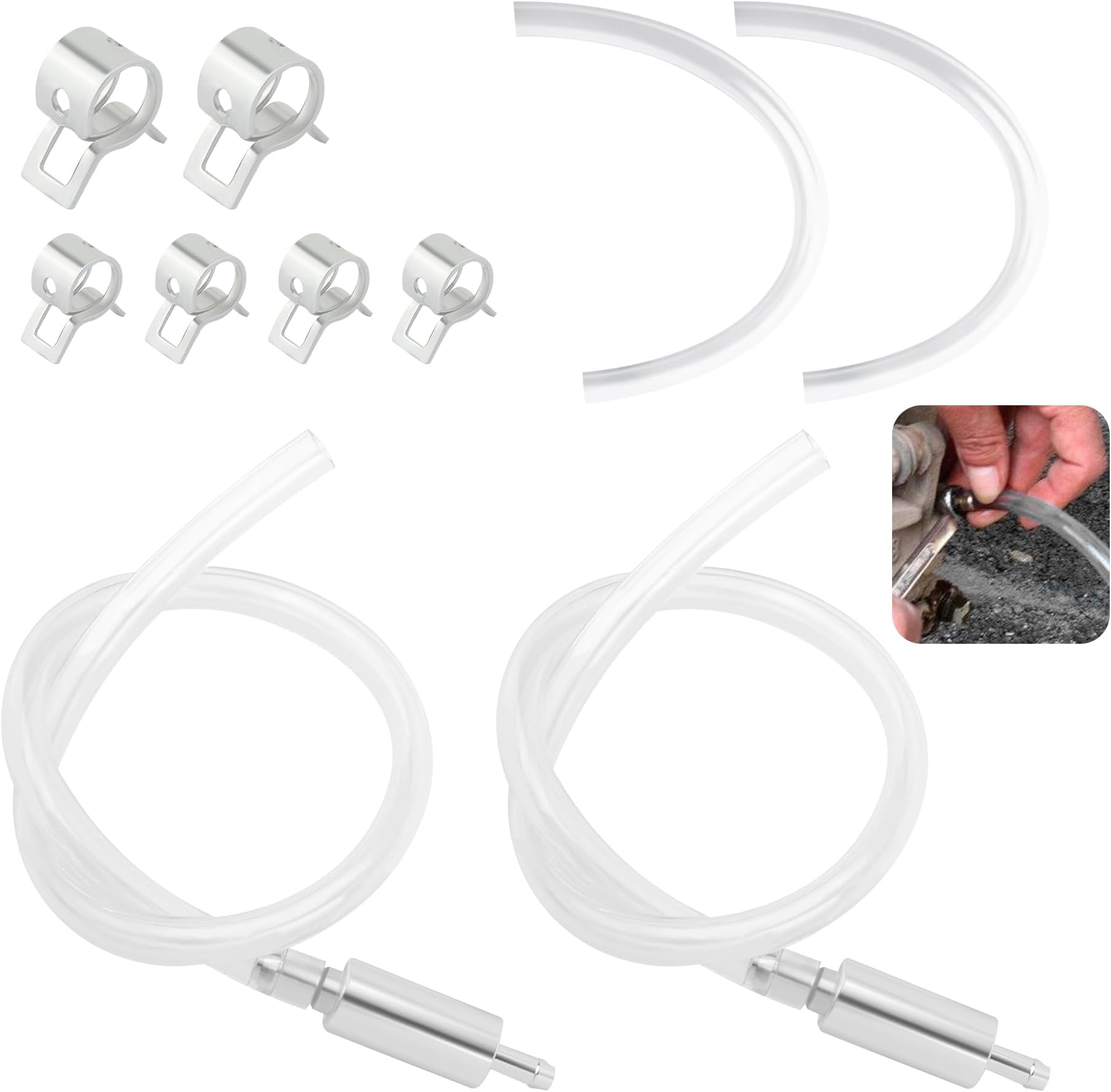 2PCS Car Brake Bleeder Kit with One Way Check Valve & 6PCS Valve Clip,Flexible Car Brake Bleeder Hose for Delivering Brakes Fluid,Universal Motorcycle Accessories Brakes Bleeding Tool