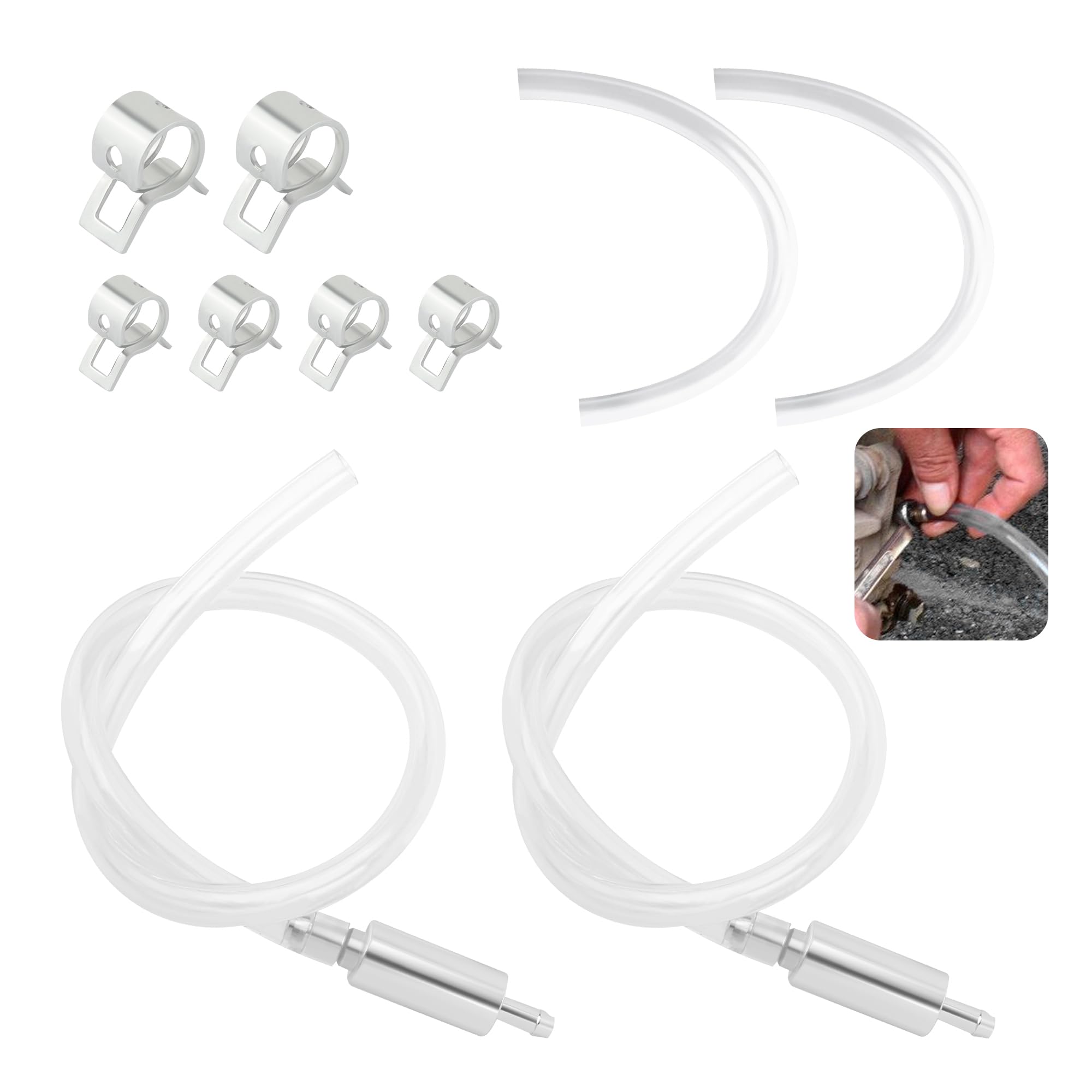 2PCS Car Brake Bleeder Kit with One Way Check Valve & 6PCS Valve Clip,Flexible Car Brake Bleeder Hose for Delivering Brakes Fluid,Universal Motorcycle Accessories Brakes Bleeding Tool