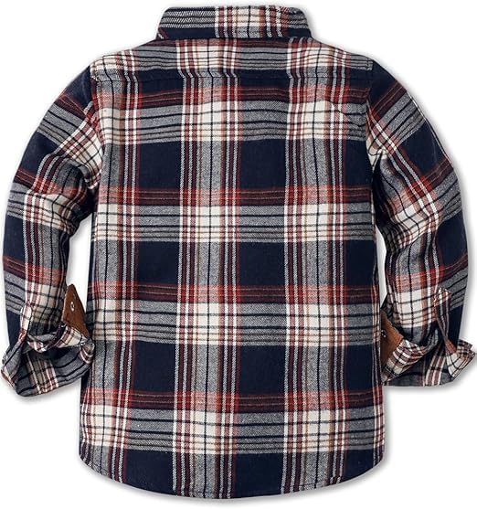 Cromoncent Boys and Mens Casual Flannel Shirts Long Sleeve Western Plaid Shirt with Double Chest Pockets2