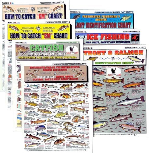 Freshwater Fish Identification Chart Set - Waterproof Quick Reference Fishing Guide - 80+ Fish...