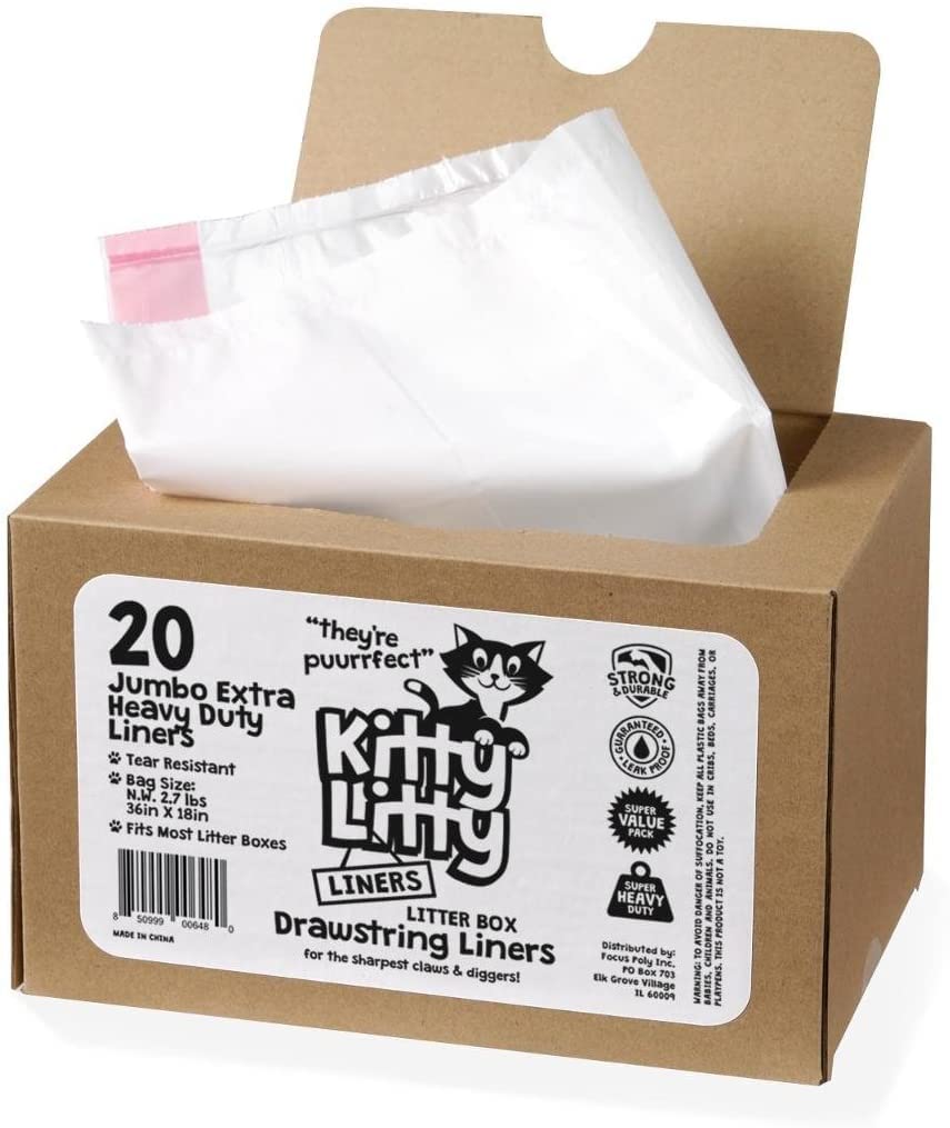 Extra Heavy Duty Jumbo Cat Litter Box Liners 20 Count Cat Waste Liners (B076DKHN8V) Amazon Price History, Amazon Price Tracker
