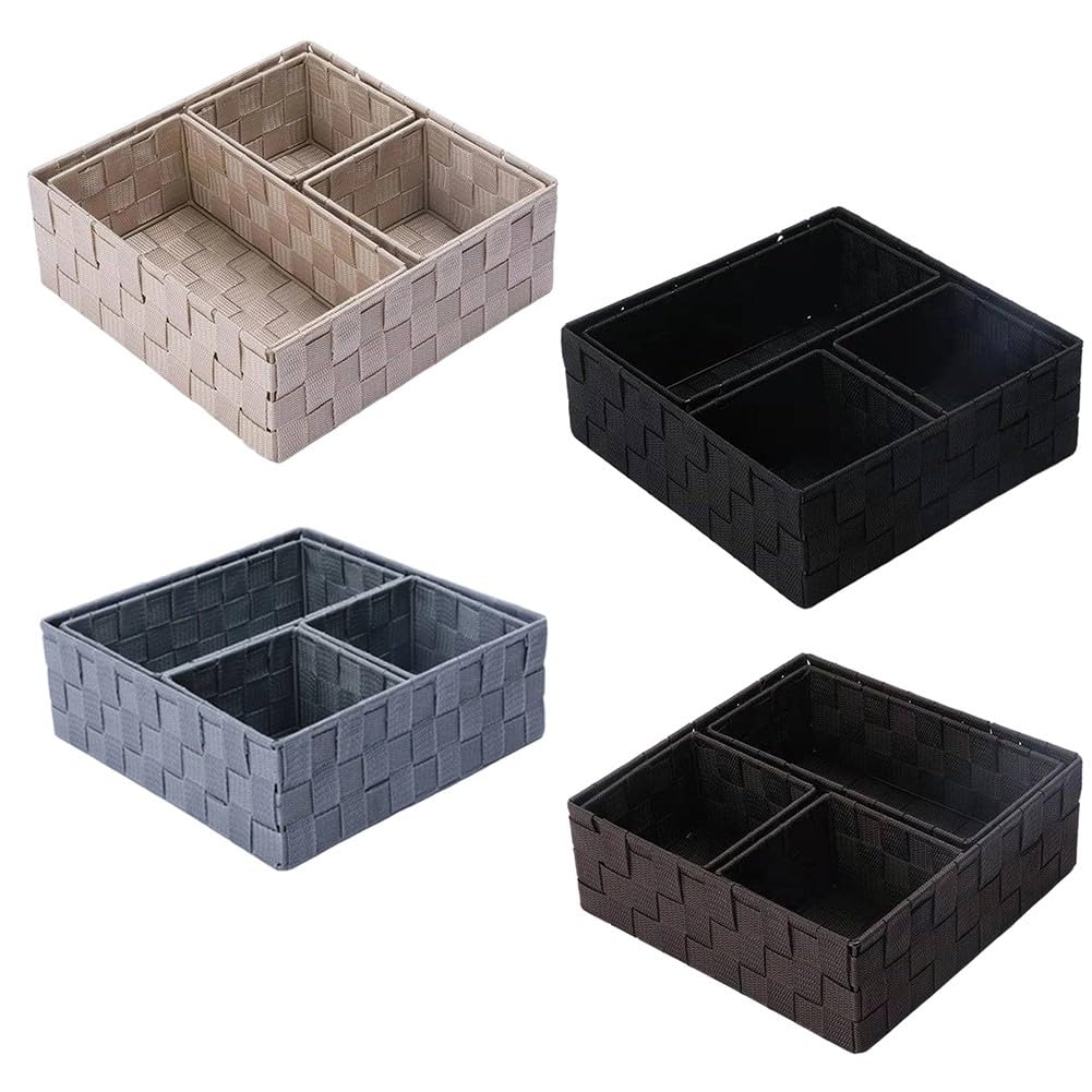 Cesta de almacenamiento premium tejida a mano en nailon gris para decoración exclusiva del hogar