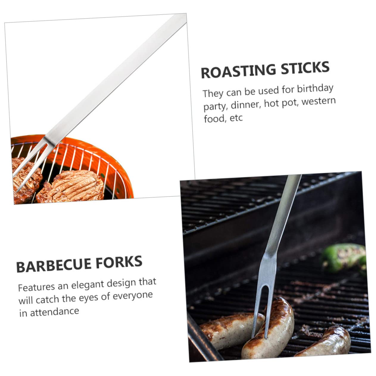 Toddmomy 4stücke Edelstahl Bbq Gabeln Mit Langem Griff Hochwertige Grillgabeln Aus Edelstahl Für Grillen Picknicks Und Restaurantgebrauch