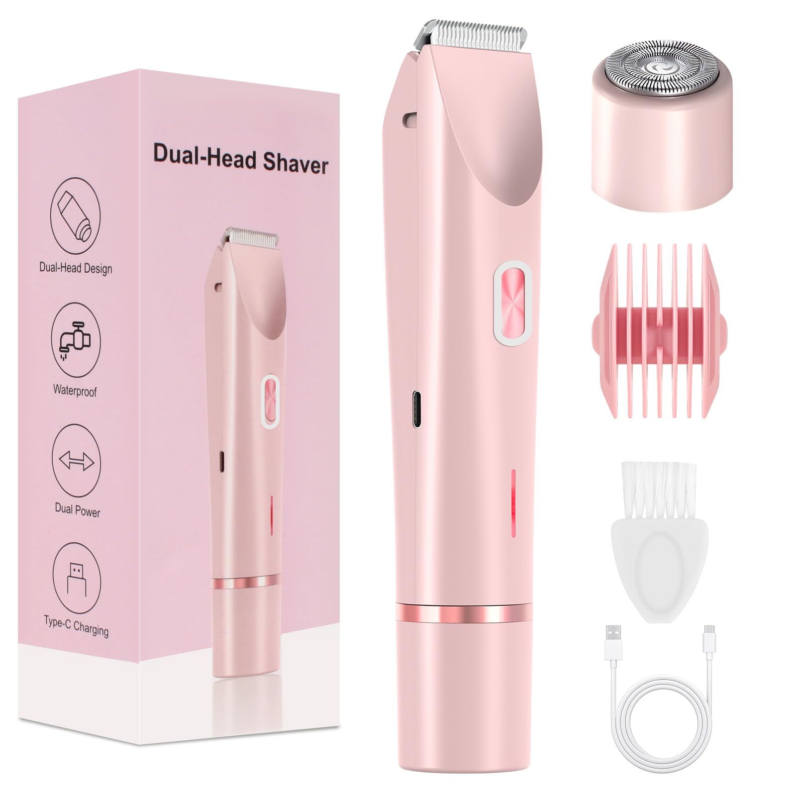2025 New Bikini Trimmer for Women,Dermave Bikini Shaver,2-in-1 Electric Razors for Women(Pink)