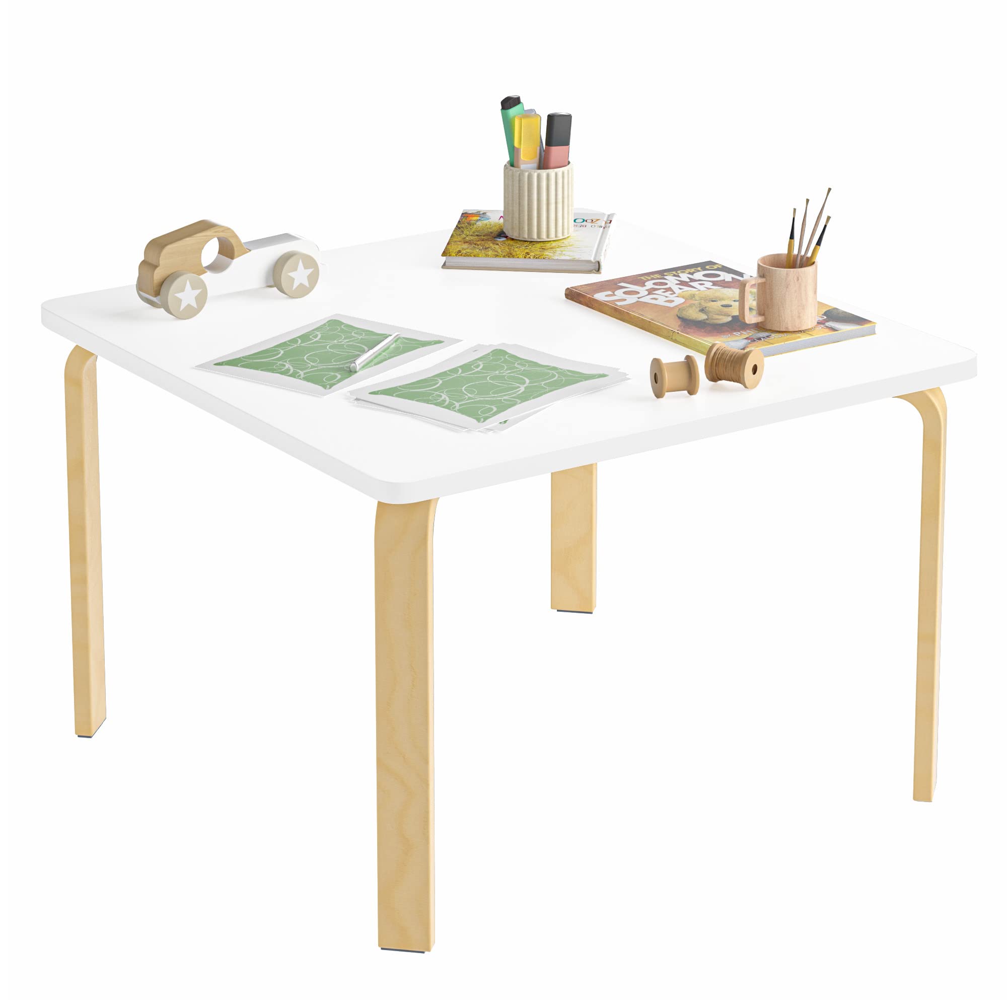 FirFurd Kindertisch, Kinderzimmertisch, Schreibtisch für Kinder, Maltisch, Kleiner Tisch, Tisch zum Spielen & Malen für Kinderzimmer aus Holz 75x75x55cm