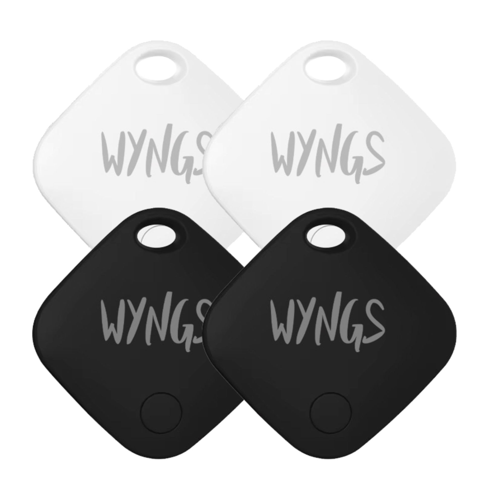 WYNGS Smart Air Tag, Porte-clés Intelligent (Compatible Uniquement avec iPhone) - Noir/Blanc - Lot de 4
