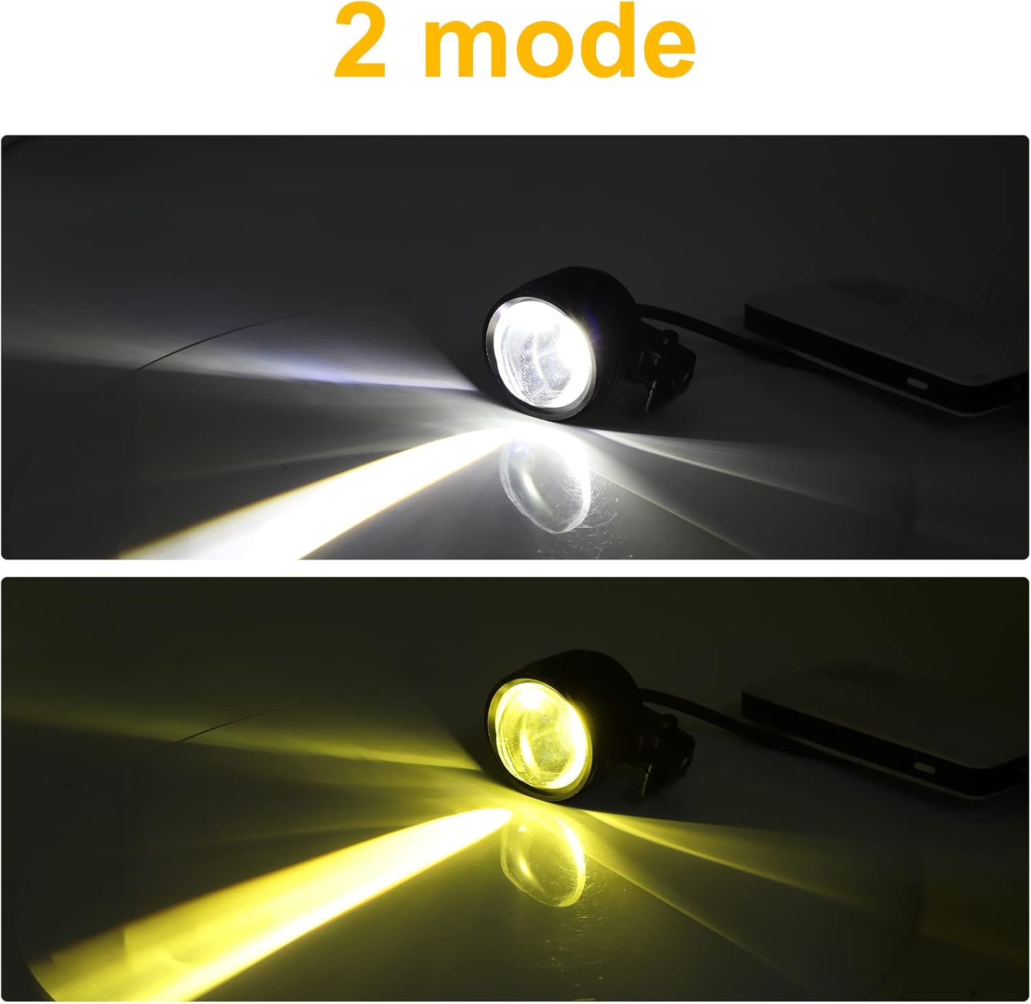 LED Motorcycle Spotlights, Yellow White 12V 24V LED Driving Fog Lights Additional Front Lamps for Motorbike Dirt Bike Street Bike ATV UTV,1Pair (Include Switch)