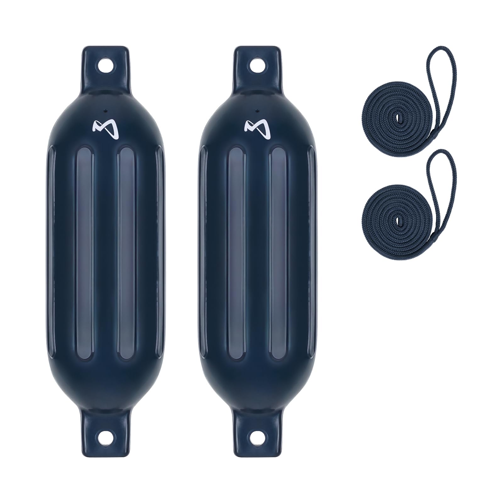 Mesle Fender Boot Dura 2er Set mit Leine, ø 11 cm | 40 cm lang, Langfender aufblasbar, Bootsfender, Fender Schiff Yacht Schlauchboot