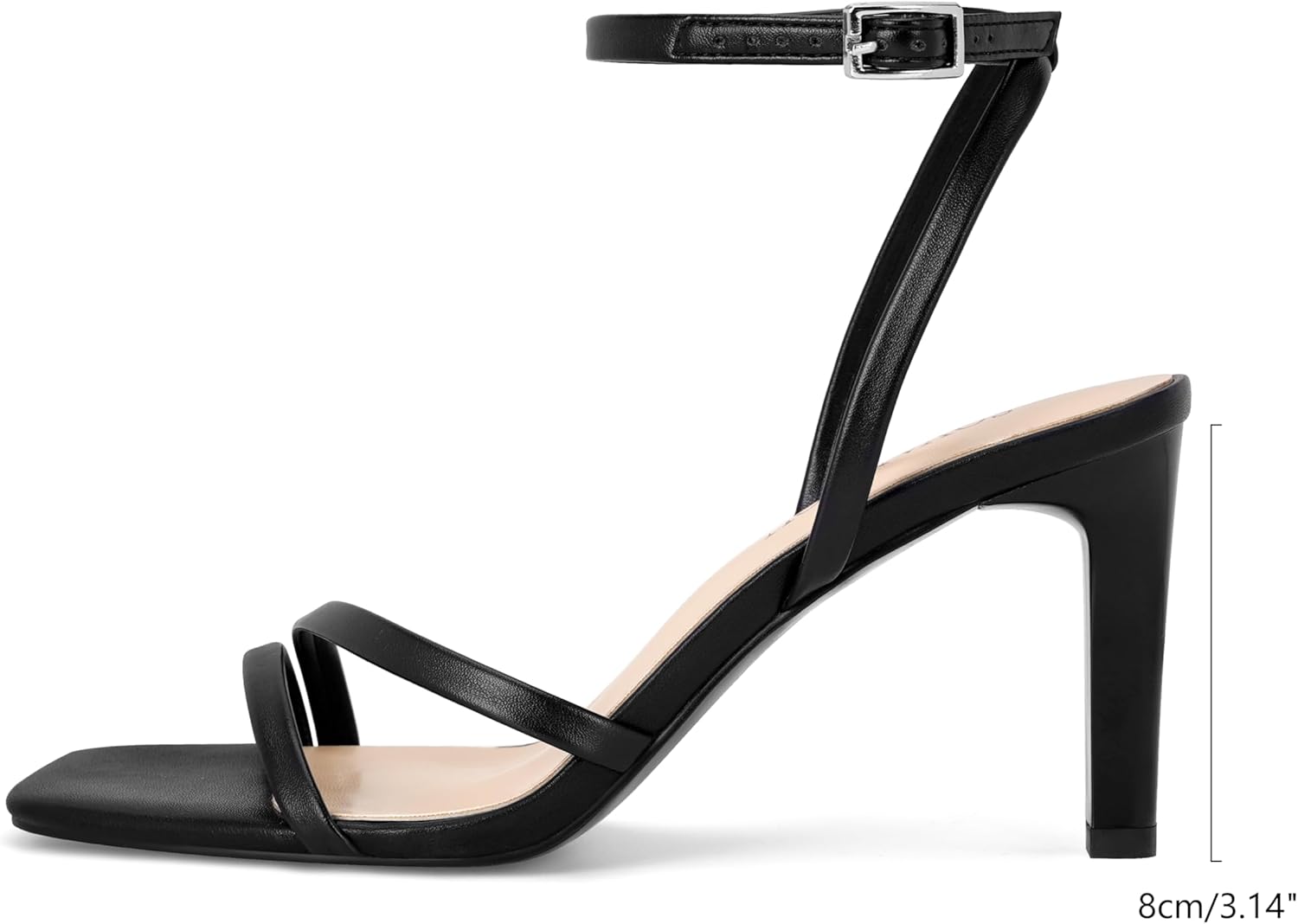 SOVANYOU Heeled Sandals for Women Dressy Square Open Toe Strappy High Heels with Ankle Strap for Wedding Party Daily Wear - Image 4