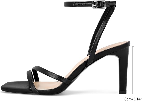 Sandalias De Tacón Para Mujer Con Puntera Abierta - Tacón 8 Cm, Correa Ajustable En Tobillo, Ideales Para Bodas Y Fiestas