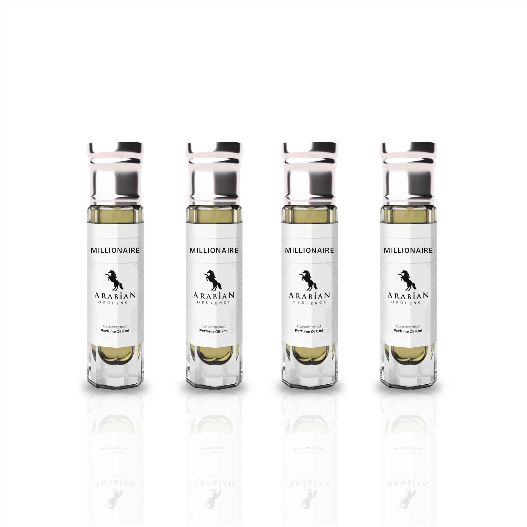 Arabian Opulence FR1 MILLIONAIRE Roll-on Perfume Oil | Concentrated Fragrance Body Oil | Long Lasting Oil Based Perfume for Men | Travel Size Alcohol-Free Perfume Oil Bottle (6ML, 4 Pack)