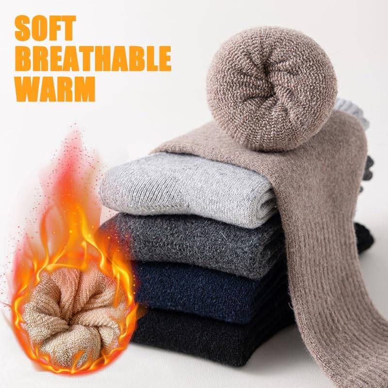 DandyChic Wool Socks for Women, Thick Winter Warm Wool Sock, Cozy Soft Solid Crew Socks 3 Pairs - Image 2