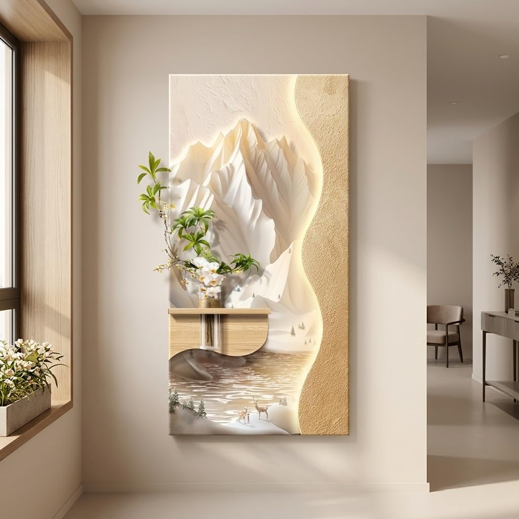 3D LED Wandbild Sandsteinoptik mit Vase, Moderne Wanddeko mit Beleuchtung