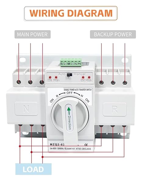 Double Power Automatic Transfer Switch AC 220V 3 Pole 63 Amps Generator ATS