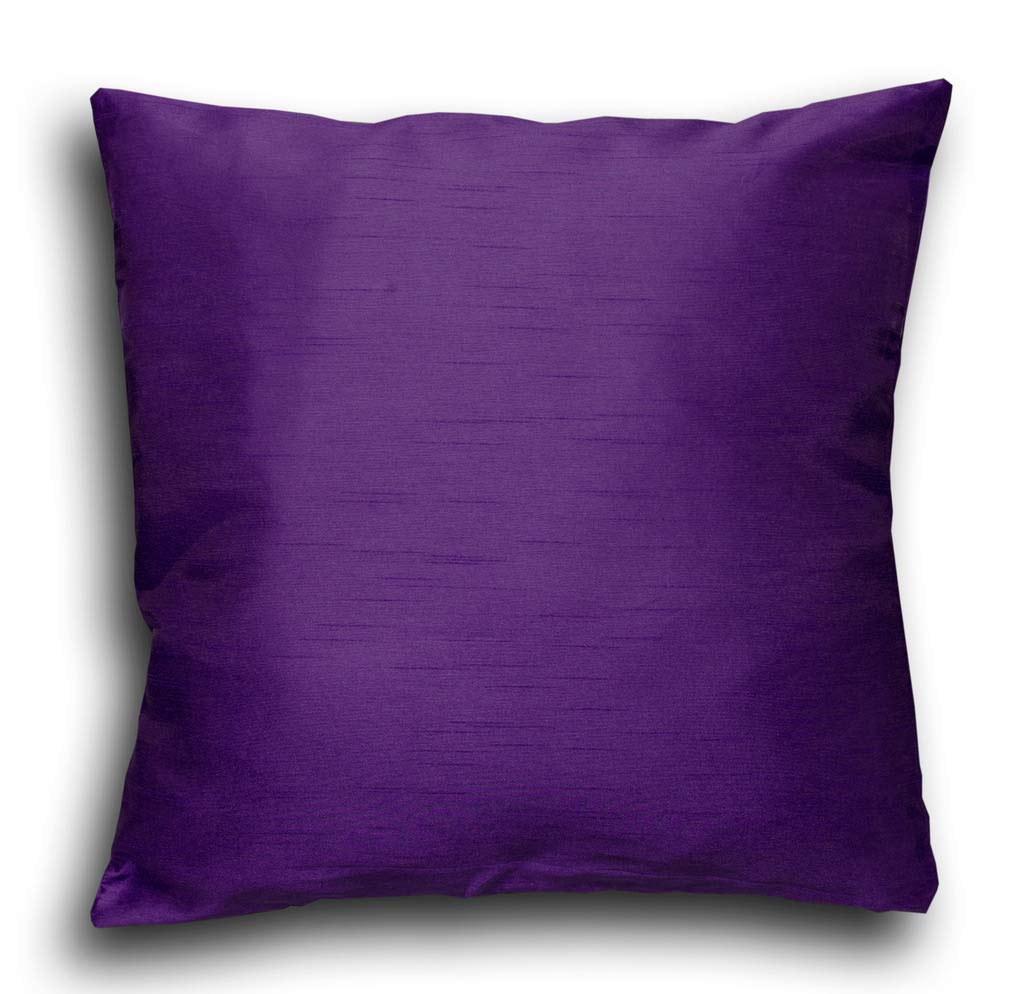 John Aird Aubergine Plain Faux Silk Cushion Cover 18" X 18" (Aubergine)