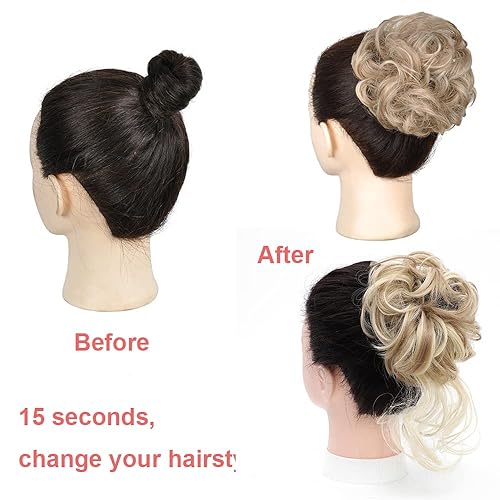 Miniatura 6 de KETHBE Moño desordenado, extensión de moño despeinado, extensión de moños, banda elástica para el cabello, moño rizado para mujeres (JX y