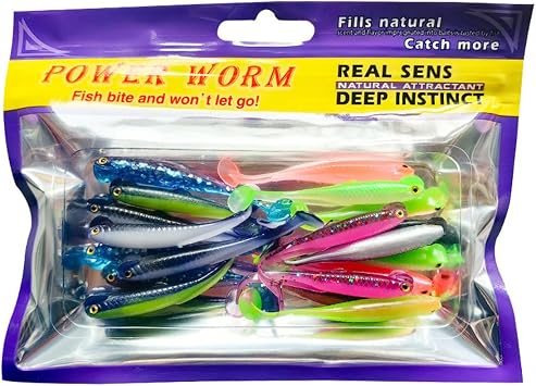 20PCS-Soft Plastic baits bass Lures Fishing, Soft Plastic Walleye Fishing Lures, Paddle Tail Swimbaits for Bass Fishing, Fishing Bait for Freshwater Saltwater Gifts 2.4IN/1.3g
