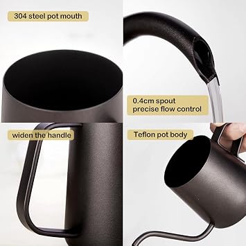 350ML Gooseneck Coffee Kettle,Pour Over Drink Kettle,Pour Over Jug,Drip Coffee, Mini Watering Can,Garden Watering Can for Indoor Plants, Succulents (Black)