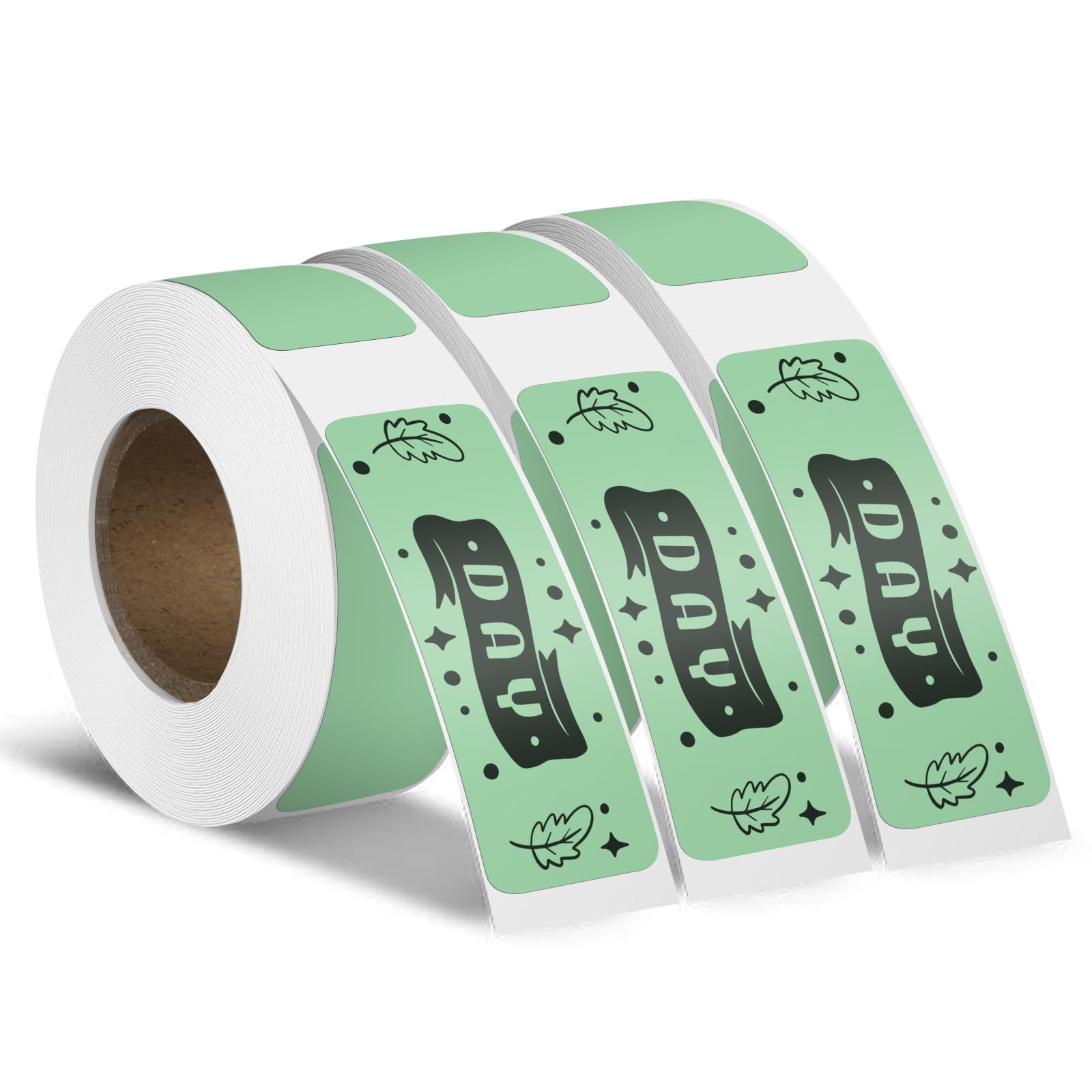 YIKIADA 3 Rollo Cinta de Etiquetas Térmicas Autoadhesivas 12 X 40 mm Verde Pegatina Rectangular Impermeable Removible Imprimible por Oficina QR Inventario 480 Piezas