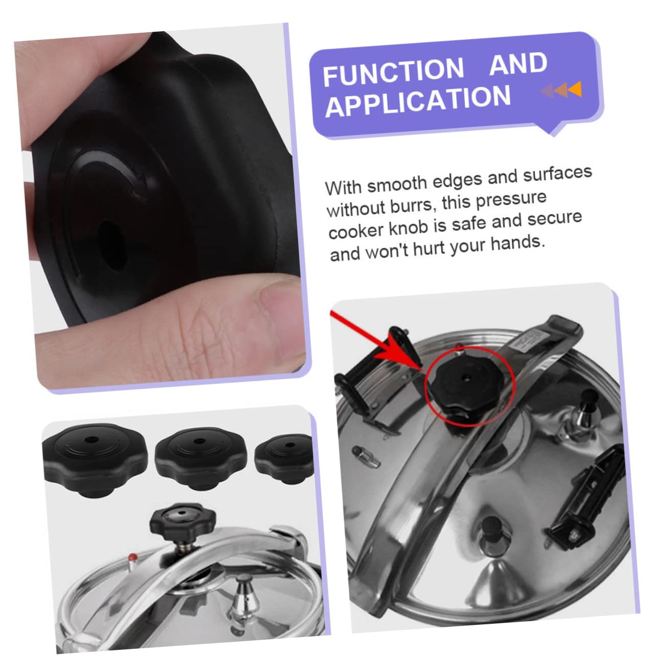 SOLUSTRE Perilla de Plástico para Ollas a Presión de 17 Mm Interruptor Giratorio y Función Antiexplosión, Accesorio Seguro para Tapas de Cacerolas