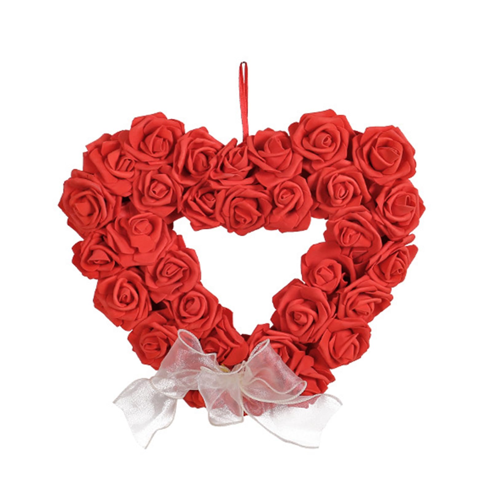RCGOFOLLOW Romantic Door Wreath Love And Charm Valentines For Wreath Door Front Heart Day Add Sweetness For Porch Wall, Red, 35 * 32 * 4CM