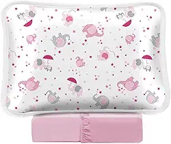 Jogo De Lençol Berço 2 Pçs Malha 100% Algodão Menina Rosa Babyfante 1,30x0,70