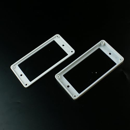Miniatura 4 de Juego de 2 anillos de montaje Humbucker para pastillas de puente y cuello, parte inferior curvada, color blanco
