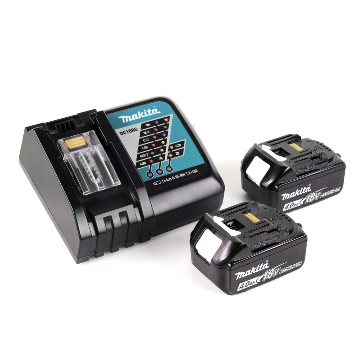 Makita DHP 485 RMJ - Taladro atornillador de percusión (18 V, batería de ion de litio, incluye 2 baterías de 4,0 Ah y cargador)