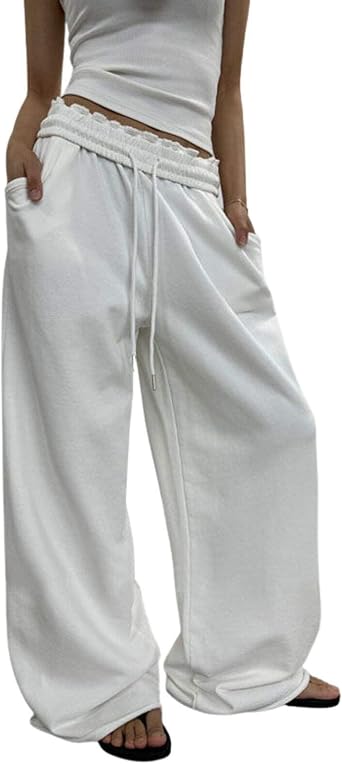 Baggy Sweatpant for Women Men High Waisted Wide Leg Lounge Sweat Pants with Pockets