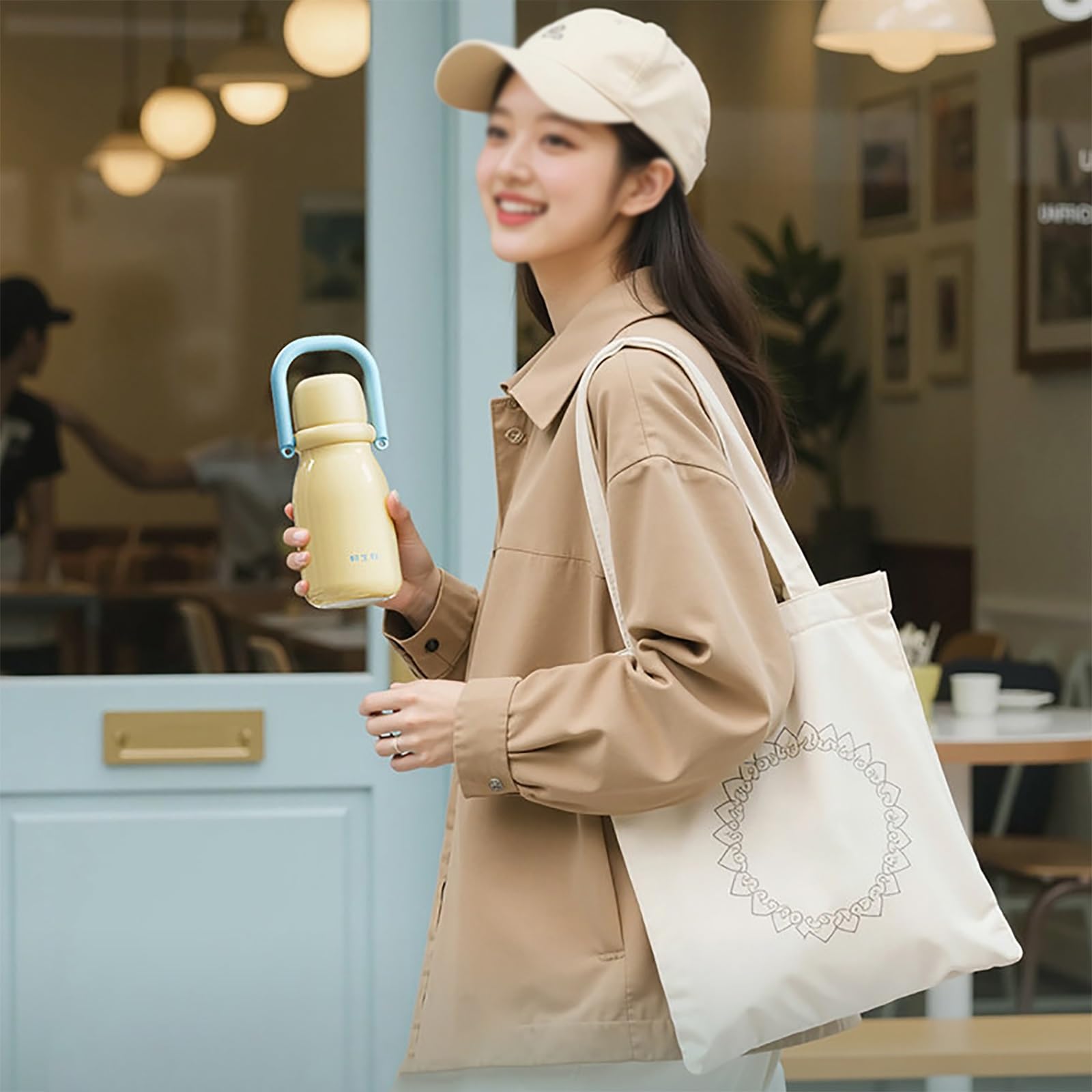600ml / 20oz, Botella Agua Pajita, Termo Taza, Fácil de Transportar, Mantiene El Calor y El Frío, Ideal para La Escuela, El Trabajo, Viajes y Deportes(Pink)