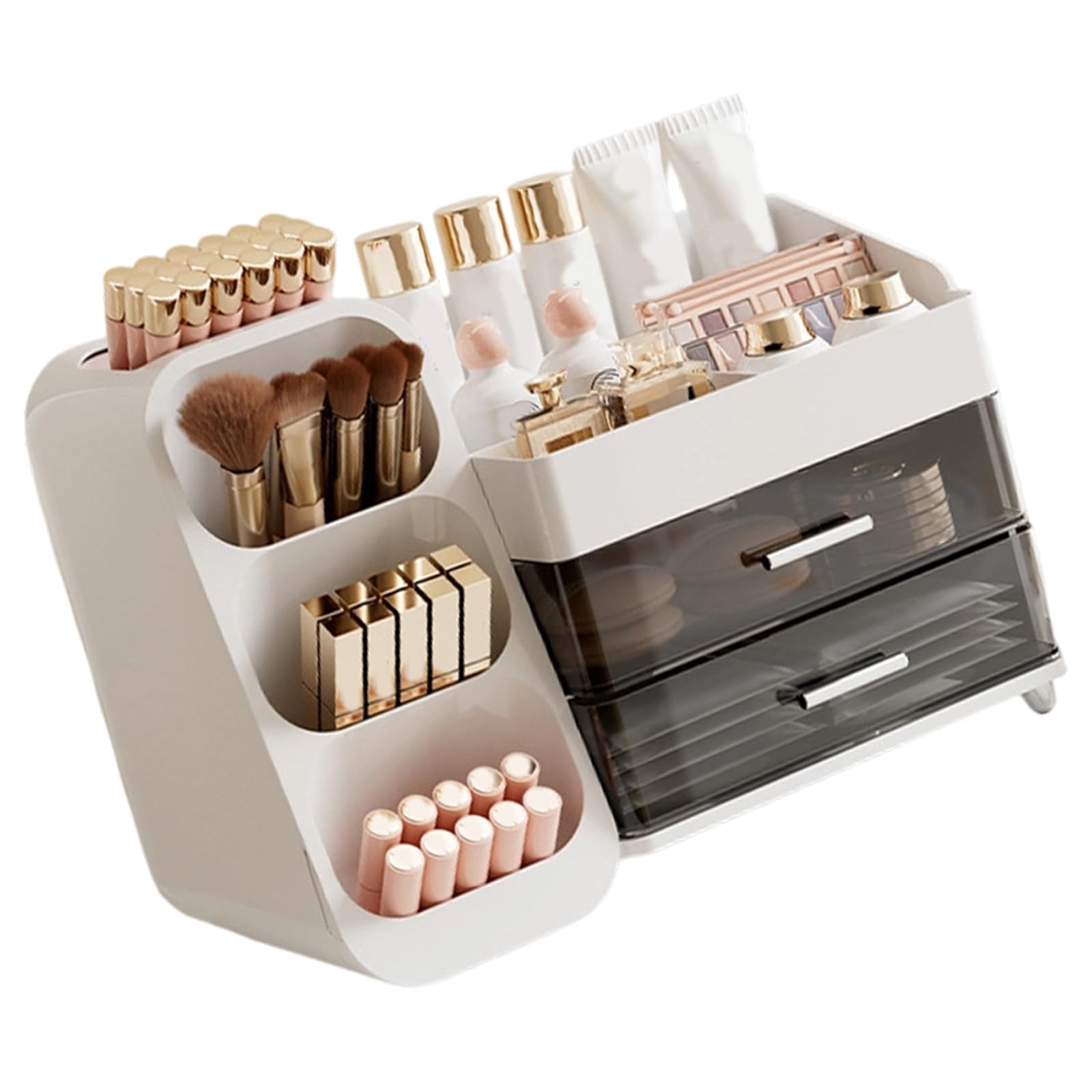 Hsioluted Practical Space Saving Cosmetic Tray Multifunctional Organizers Spacious Cosmetic Display Case for Lipstick Skincare Travel Makeup Case