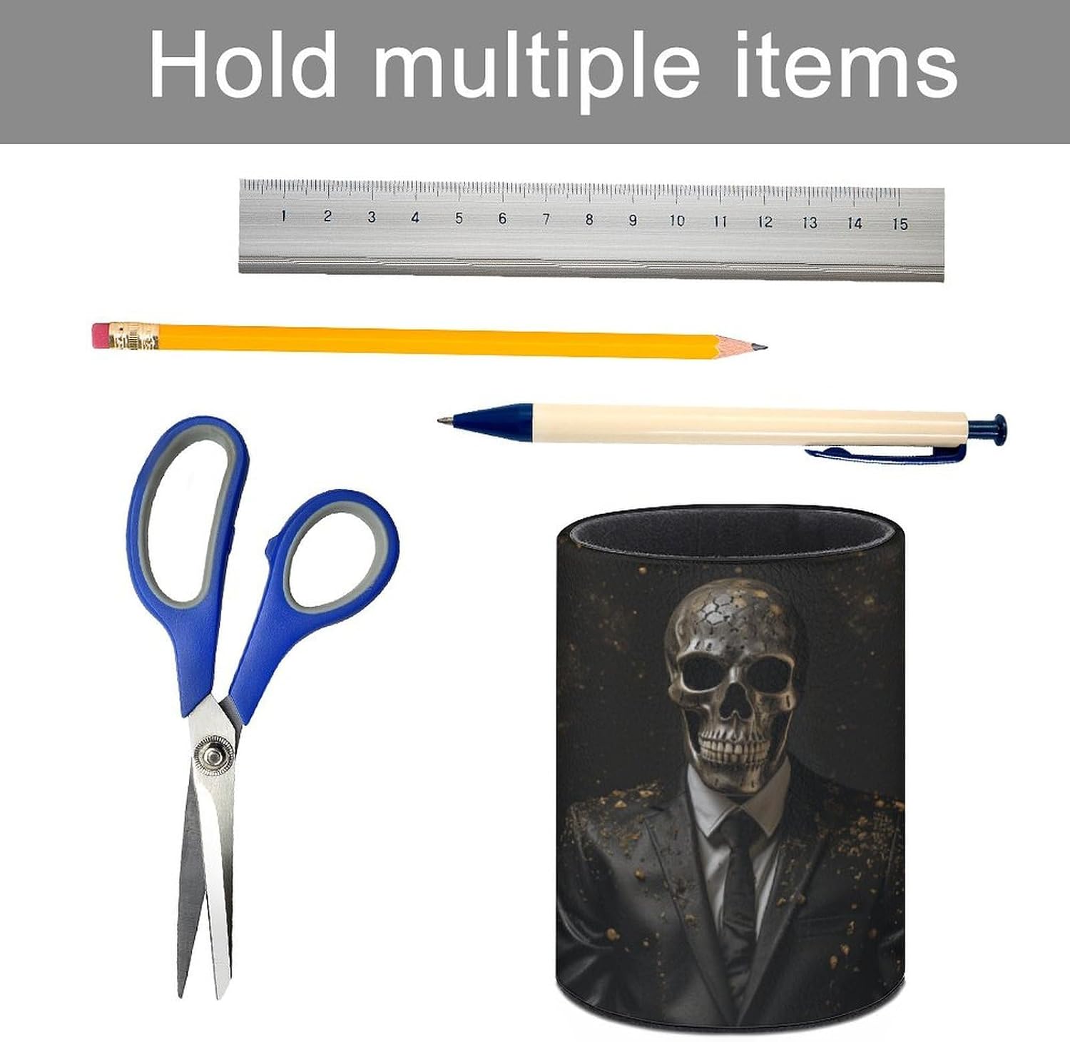 Skull Style Man Pen Holder Desk Organizer for Office Workspace image 5