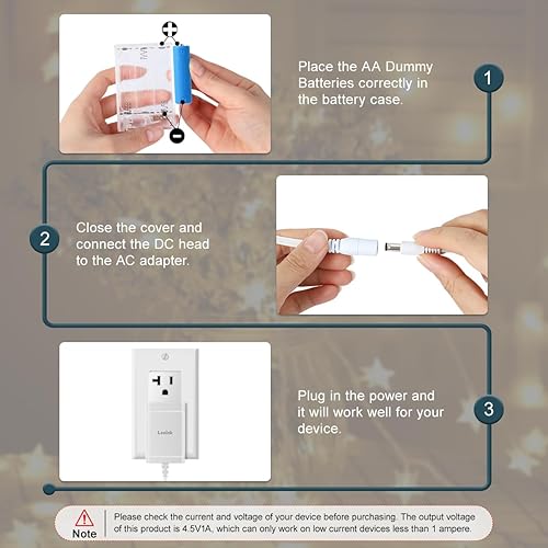 Miniatura 4 de Lenink Adaptador de fuente de alimentación de CA para 3 baterías AA adaptador de repuesto de batería AA para luz LED decoraciones blanco